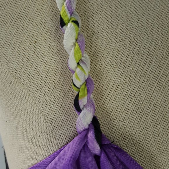 Maxi Dress Black Large Purple Flower Print Stretchy Boho - Picture 8 of 8